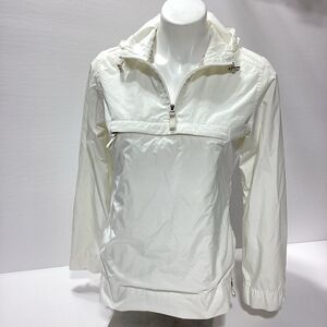 Banana Republic Cream White Pullover Hooded Windbreaker Running Jacket Size S